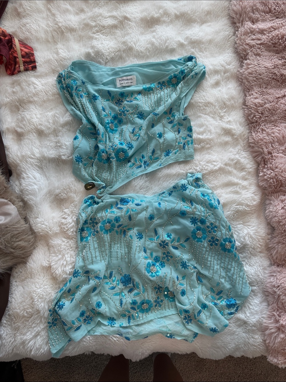 Light Blue Beaded Two-Piece dress